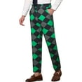 thumbnail image 4 of INSPIRE CHIC Men's Casual Geometric Printed Color Block Flat Front Dress Pants 34 Black Green, 4 of 7