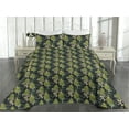 thumbnail image 2 of Ambesonne Botanical Quilted Bedspread Set 3 Pcs, Vintage Fruit Branches, Queen, Green Dark Blue and Peach, 2 of 4