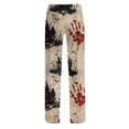 thumbnail image 7 of Zydvens Women Halloween Pajama Pants Wide Leg Lounge Wear with Pockets Soft Elastic Waist Drawstring Sleepwear Bottoms Bloody Handprint Red Moon Costume Cosplay S-3XL, 7 of 7