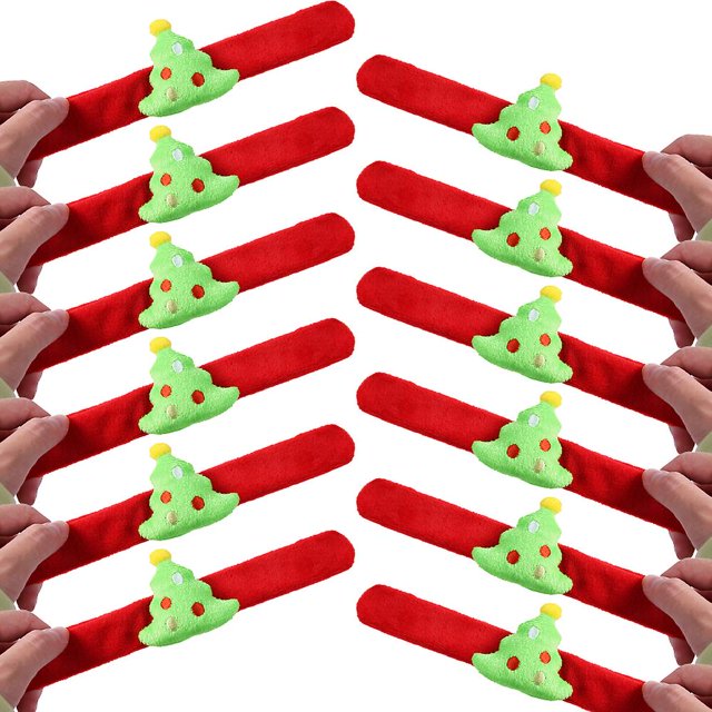 12 pulseras navideñas con bofetadas, pulseras navideñas con bofetadas, pulseras a presión para regalo de fiesta infantil