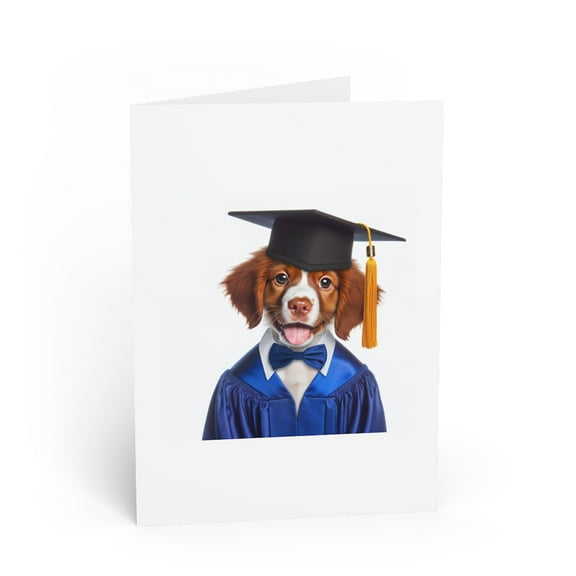 DistinctInk Greeting Card / Note Card - Brittany Puppy Graduation - PACK of 5