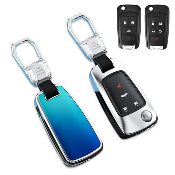 Zinc Alloy Gradient Glass Back Cover Key Fob Case Holder Shell Accessories Compatible for Chevrolet Chevy Camaro Equinox Cruze Sonic Malibu GMC Terrain & Buick Lacrosse Regal Verano