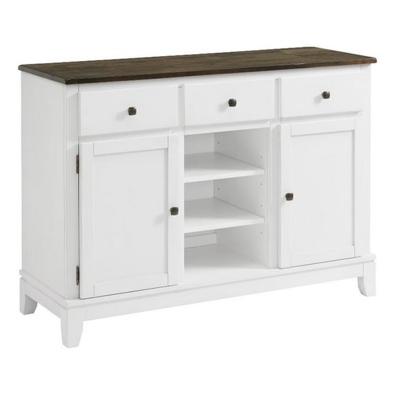 Pemberly Row 50" Transitional Wood Wine Server in Gray/White