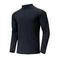 thumbnail image 2 of SYMOID Men's Big & Tall Black 4XL Long Sleeve Shirt - Nylon Spandex Stretch Breathable Mock Neck Raglan Sleeve for Daily Wear, Gym & Outdoor, 2 of 6