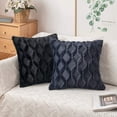 thumbnail image 5 of Pack of 2 Faux Wool Throw Pillow Covers 18x18 Inches Soft Couch Cushion Cover with Velvet Decorative Cushion Cover for Living Room, Bedroom,Car,Office (Navy Blue), 5 of 13