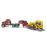 Bruder 1/16 Mack Granite Flatbed Truck w/ Low Loader & JCB Loader Backhoe 02813