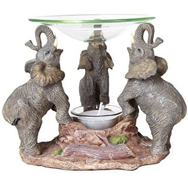 Novelty Lucky Elephants Scented Oil Warmer Diffuser Collectible