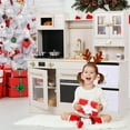 thumbnail image 6 of Pirecart Toddler Kitchen Playset Wooden Chef Pretend Playset with 2 Fabric Boxes, Real Lights & Sounds and Cooking Accessories, Birthday/ Holiday Gifts for Age 3+, Beige, 6 of 10