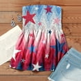 thumbnail image 4 of pimelu Plus Womens Tops Dressy Casual American Flag Tube Tops for Women Strapless Sleeveless Summer Tube 4th of July Stars Striped Crop Top Pleated Tank Blouse Summer Saving, 4 of 5