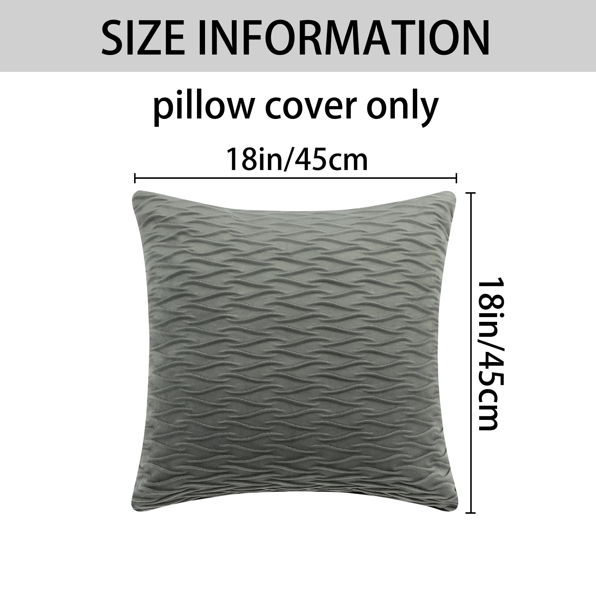 Unique Bargains 4 Solid Striped Square Decorative Throw Pillow Covers Textured Pillowcases Dark Gray 18" x 18"