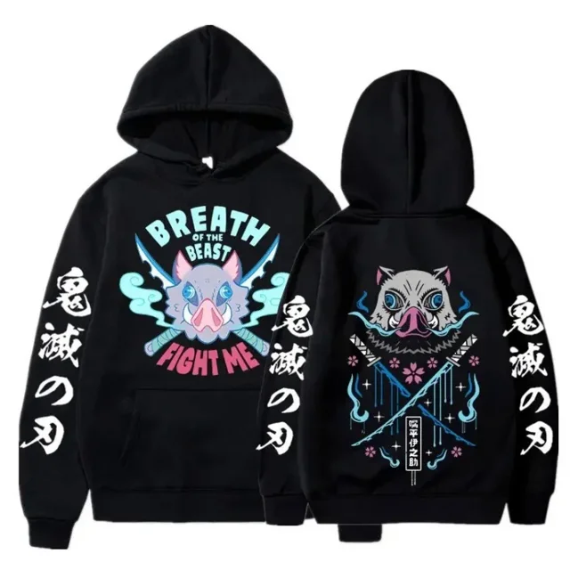 Sudadera con capucha de Anime Demon Slayer, suéteres, sudaderas con estampado gráfico de Muichiro Tokito, ropa de calle informal de hip hop