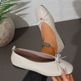 thumbnail image 5 of Commuter Shoes, Women's Bow Accent Square Toe Flats Comfortable Low Profile Dress Shoes with Flexible Walking Sole and Easy Style Office Work Shoes Ballet Commuter Shoes Flats, Beige US-9.5/EU-43, 5 of 9