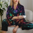 thumbnail image 6 of Honeii Futuristic Cat Warrior print Women's Pajama Sets Long Sleeve Button Down Sleepwear Nightwear Soft Pjs Lounge Sets-Large, 6 of 7