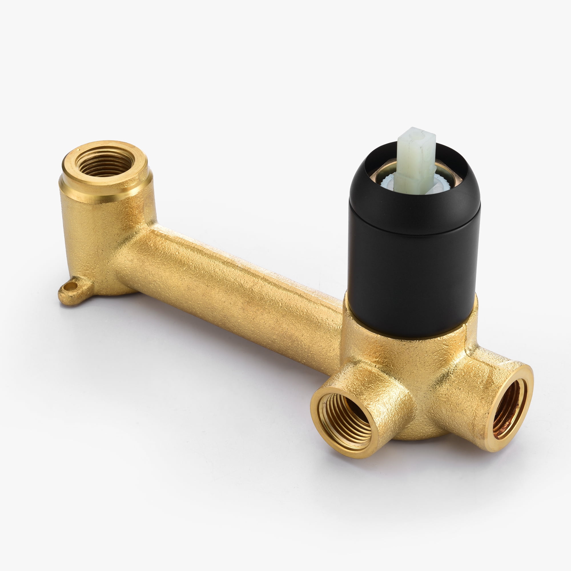 SUMERAIN Wall Mounted Bathroom Sink Faucet Black and Gold Finish, Lavatory Faucet with Single Handle and Rough in Valve