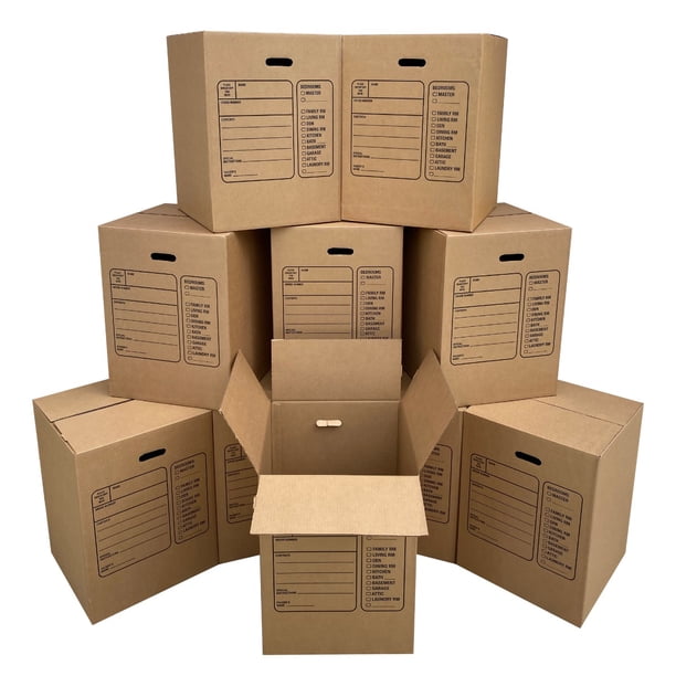 Uboxes Corrugated Moving Boxes With Handles 10 Premium Large 18 Quot X 18 Quot X 24 Quot Walmart Com Walmart Com