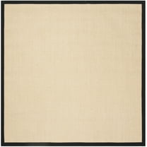 SAFAVIEH Natural Fiber Keane Solid Sisal Area Rug, Beige/Black, 6' x 6' Square