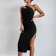 thumbnail image 4 of Vestido corto bodycon con un hombro para mujer, sin mangas, vestidos sin espalda para cóctel, 4 of 7