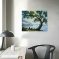 thumbnail image 4 of PIKWEEK  Trees Canvas Wall Art Lake Sky Painting Nature Landscape Picture Countryside Lakeside Scenic Green Scenery Artwork Framed for Living Room Bedroom Bathroom 16*12inch/20*16inch, 4 of 6