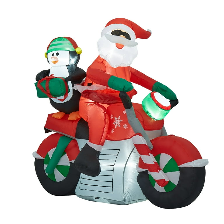 Santa On A Motorcycle Inflatable