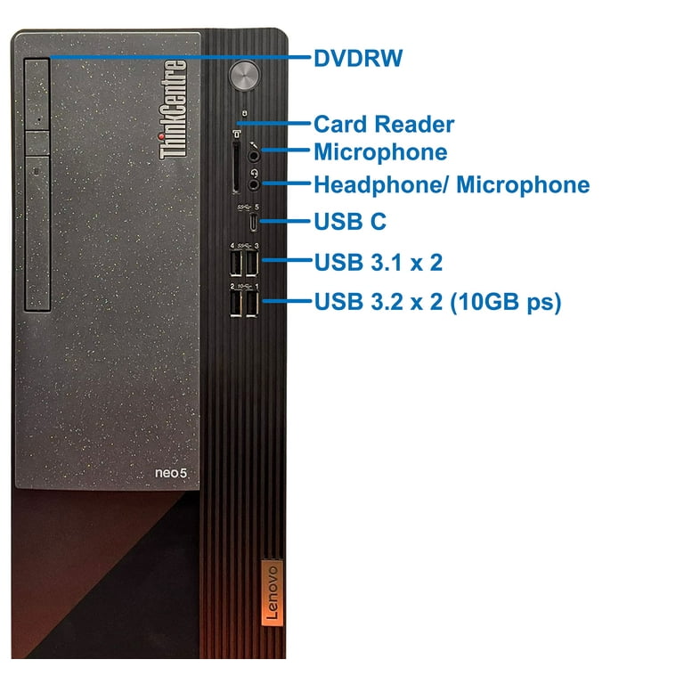 Lenovo - 最新CPU Lenovo Neo 50t i5-12400/16G/256G Lenovo ThinkCentre Neo 50T Gen 4 Tower Computer - Intel Core
