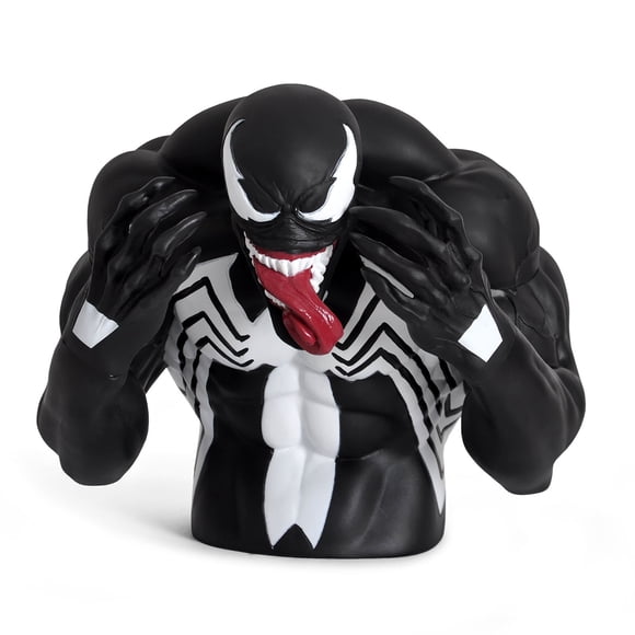 Disfraz de Marvel Venom de Bust Bank, blanco y negro, Roto Plastic