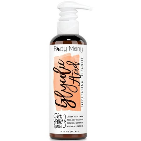 Glycolic Acid Exfoliating Cleanser - Anti-Aging + Acne Face Wash w AHA For Wrinkles, Lines & Spots Reduction - Natural Blend of Best Rosehip & Tea Tree Oils + Jojoba Beads For a Deep Clean