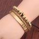 thumbnail image 4 of Conjunto de pulsera tejida con corona de bola de circonio ShuxiuWang personalizada para hombre oro, 4 of 5