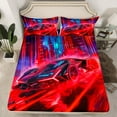 thumbnail image 2 of Manfei Racing Car 4pcs Bed Sheets,Extreme Sports King Sheets,Neon Light Super Cozy Sheet Set,Boys Bedroom Decor, 2 of 7