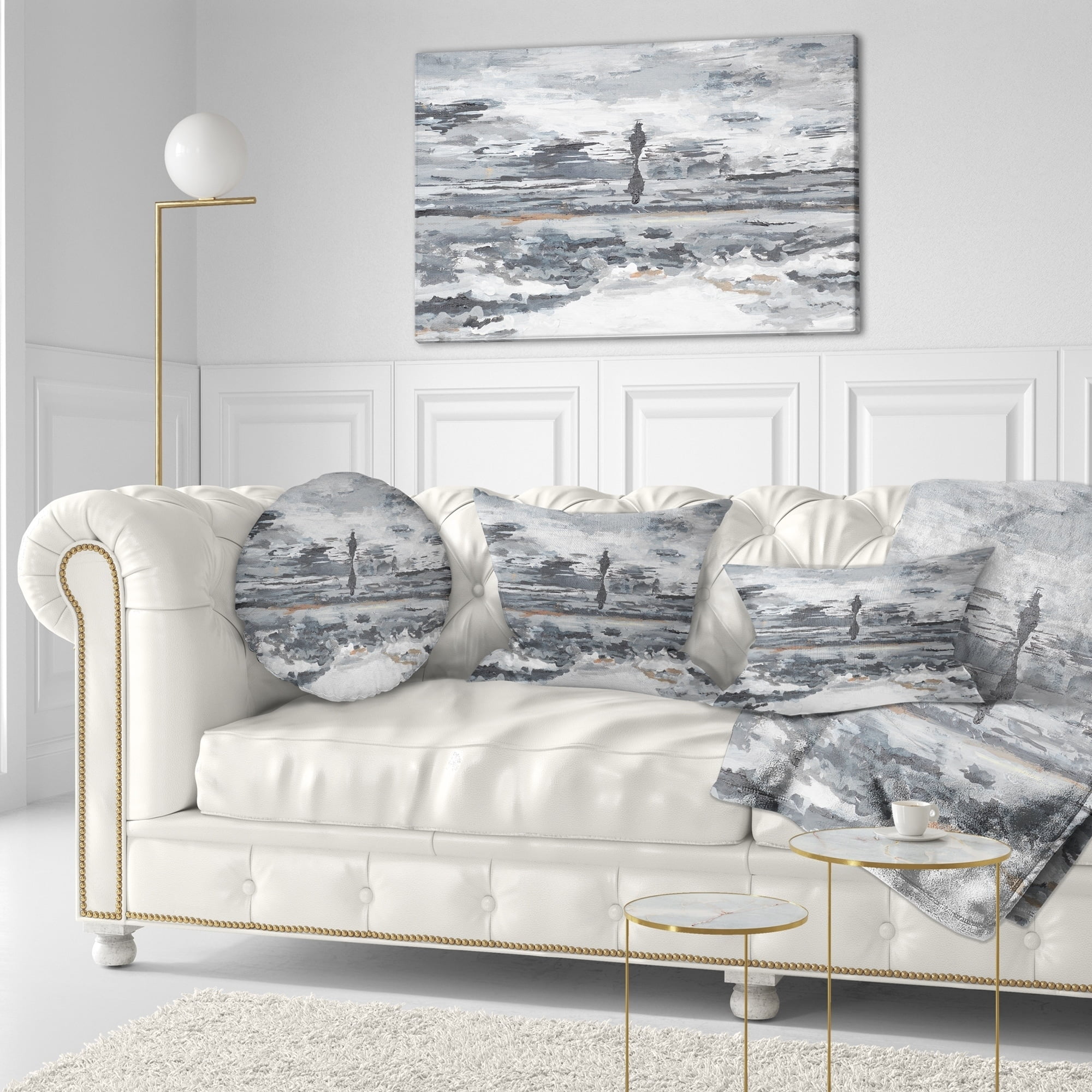 26 in x 26 in in Sofa Throw Pillow Designart CU8507-26-26 Running Horse Through Water Abstract Cushion Cover for Living Room