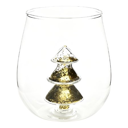 ACDANC 2026 New Stemless Wine Glass with 3D Christmas Tree Inside,Holiday Drinking Cup Gift Christmas Wine Glass for Party,Table,Home,Bar,Holiday Gatherings