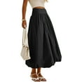 thumbnail image 7 of cocolona Womens Skirts for Women Summer Elastic High Waist Flowy Midi Skirts Fashion Casual Loose Beach Vacation A Line Skirts Black S, 7 of 7