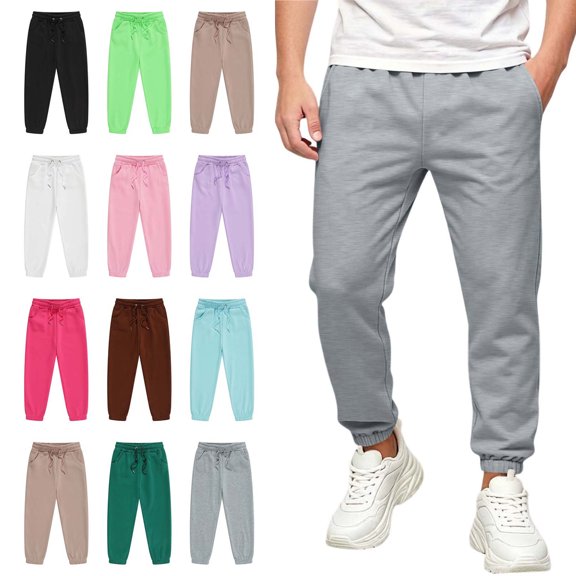 Afuyipoi Kids Fleece Lined Sweatpants Winter Warm Knit Active Jogger Pants with Side Pockets for Boys Girls Size 5-14 Years Gray Size 3T