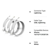 3 Pack i-Phone Charger ,USB Fast Charger Cable, Apple Charger for i-Phone, 6FT Charging Cord Compatible with iPhone, iPad, iPod, White