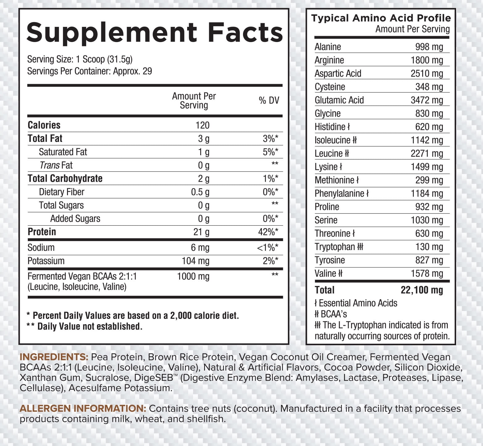 Core Nutritionals Platinum Vegan Plant-Based Protein Powder 29 Servings (Chocolate Brownie Batter)