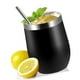 thumbnail image 3 of Juego de tazas de cáscara de huevo de acero inoxidable 304 de 12 oz, taza de aislamiento de vino de gran barriga en forma de U con cubierta de taza de pajita, cepillo negro, 3 of 10