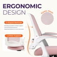thumbnail image 3 of NEO CHAIR Office Desk Gaming Ergonomic Computer Chair with Lumbar Back Support Adjustable Height Swivel Rolling Wheels Flip-up Arms Mesh Chair for Home Vanity (Pink), 3 of 9