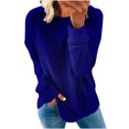 thumbnail image 2 of Jsaierl Sweatshirt for Women Plus Size Solid Color Print Sweatshirts Round Neck Holiday Sweater Tops Workout Long Sleeve Blouses Winter Saving, 2 of 5