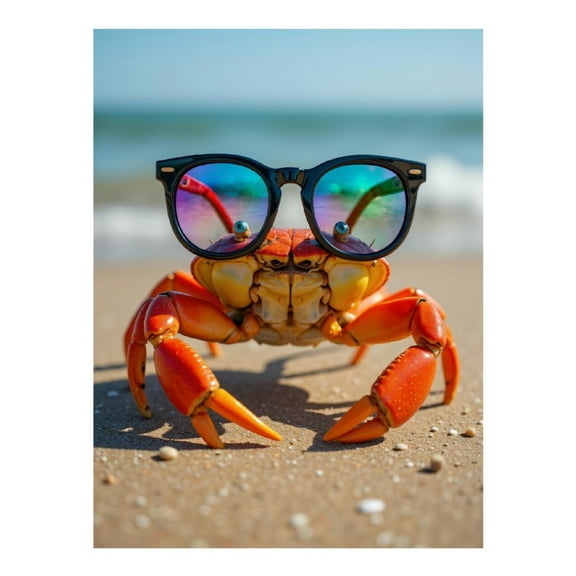 Diamond Art Kit for Adults, Crab On Beach With Sunglasses Diamond Painting for Adults Beginners, 5D DIY Diamond Art Painting Kits, Colorful Diamond Painting Craft for Home Decor 12x16