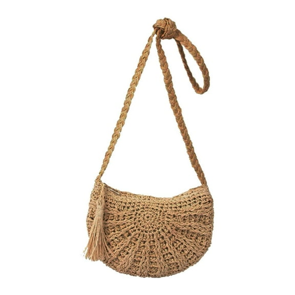 Woven Handbag Woven Shoulder Bag Bag for Makeup Beach Bags Casual Brown 22.00X19.00X3.00CM