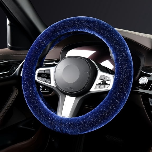 Fluffy Microfiber Steering Wheel Cover, Stylish Winter Velvet-Like Soft And Fuzzy Steering Wheel Protector, Car Warming Accessory, Unisex Car Steering Wheel Accessory.