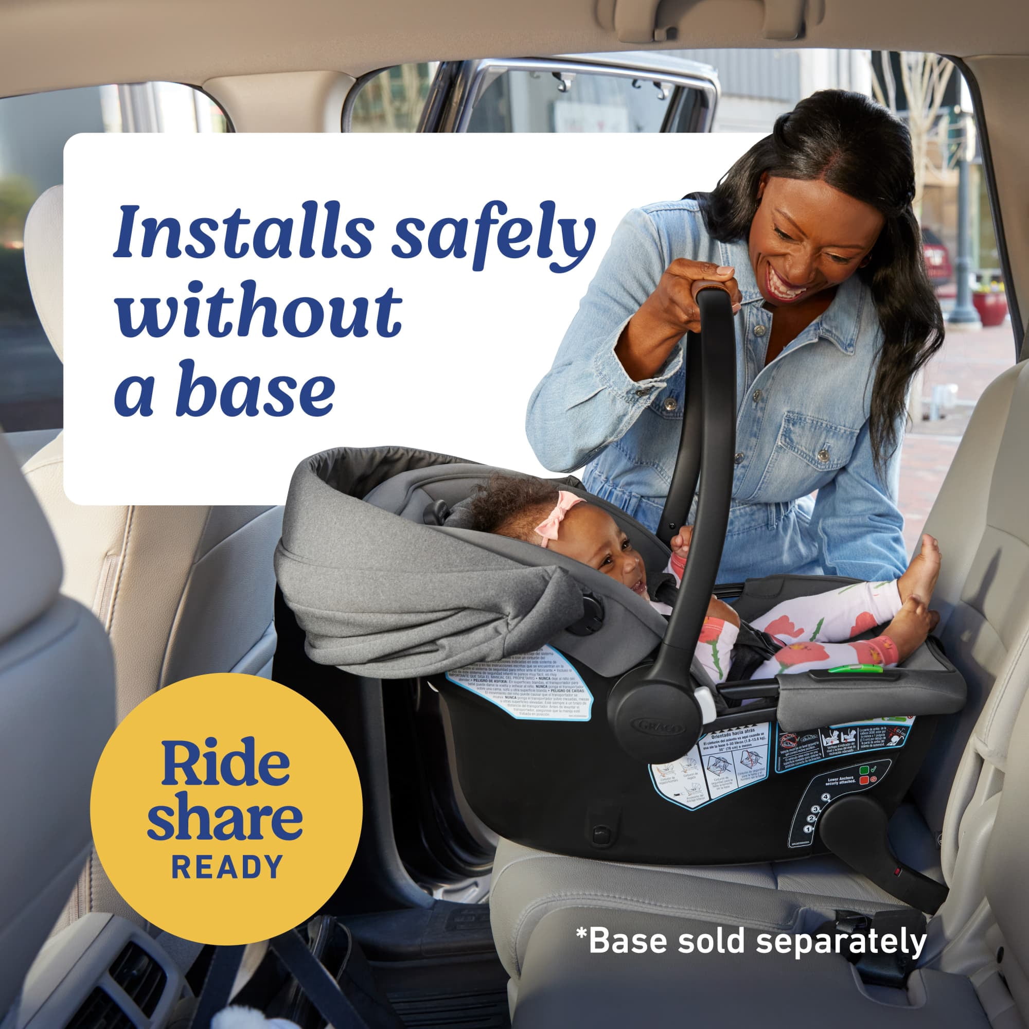 Graco GoMax Baseless Infant Car Seat with Insta-Install Rigid Latch, Ace, Black