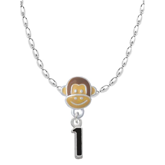 Delight Jewelry Silvertone Black Number - 1 Mia Monkey Charm Necklace
