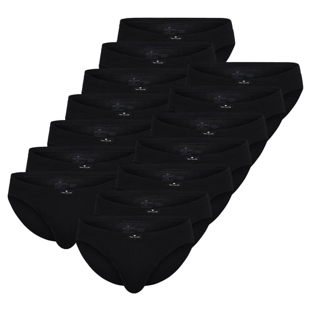 TOM TAILOR Calzoncillos para hombres, paquete de 14 - Mini-Slip, calzoncillos, algodón puro, jersey, lisos Negro L (Large)