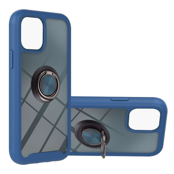 SaniMore Case for iPhone 13 Pro Max 6.7" 2021 Release, Rugged PC Backplane Shockproof TPU Bumper 360° Rotatng Ring/Kickstand Anti-drop Heavy Duty Protective Case For iPhone 13 Pro Max, Darkblue