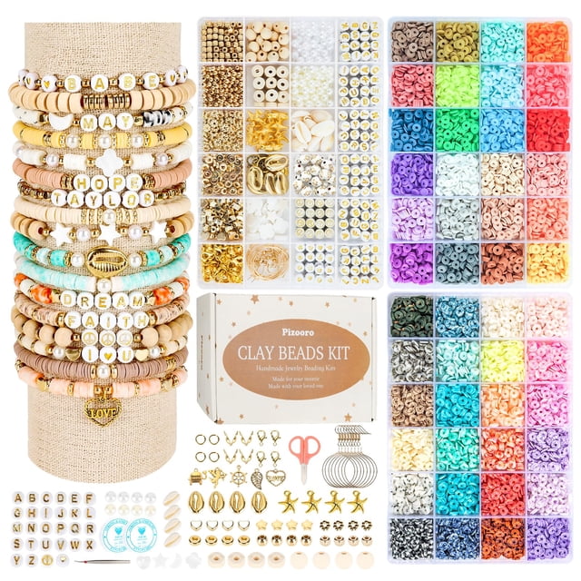 Kit para hacer pulseras Pizooro Clay Beads, 10500 unidades, con colgante