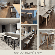 Guyou 26 Swivel Counter Height Bar Stools Set of 2, Modern Backless Counter Height Bar Stools with Linen Upholstered, Farmhouse Bentwood Saddle Seat Wooden Island Chairs for Kitchen Pub, Beige
