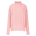 thumbnail image 5 of Hinvhai Plus Size Sweater Tops On Seasonal Clearance Women's Soild Long Sleeve Thick Knit Pullover Turtleneck Sweater Coat Pink 6(M), 5 of 7