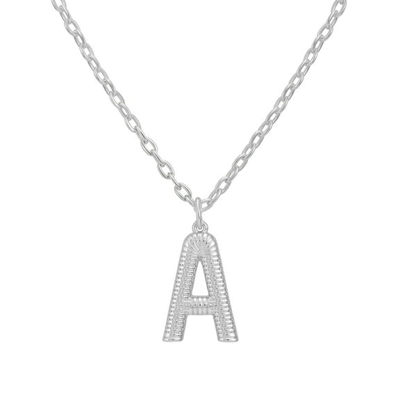 Time and Tru Women's Silvertone Initial A Necklace with Giftable Pouch