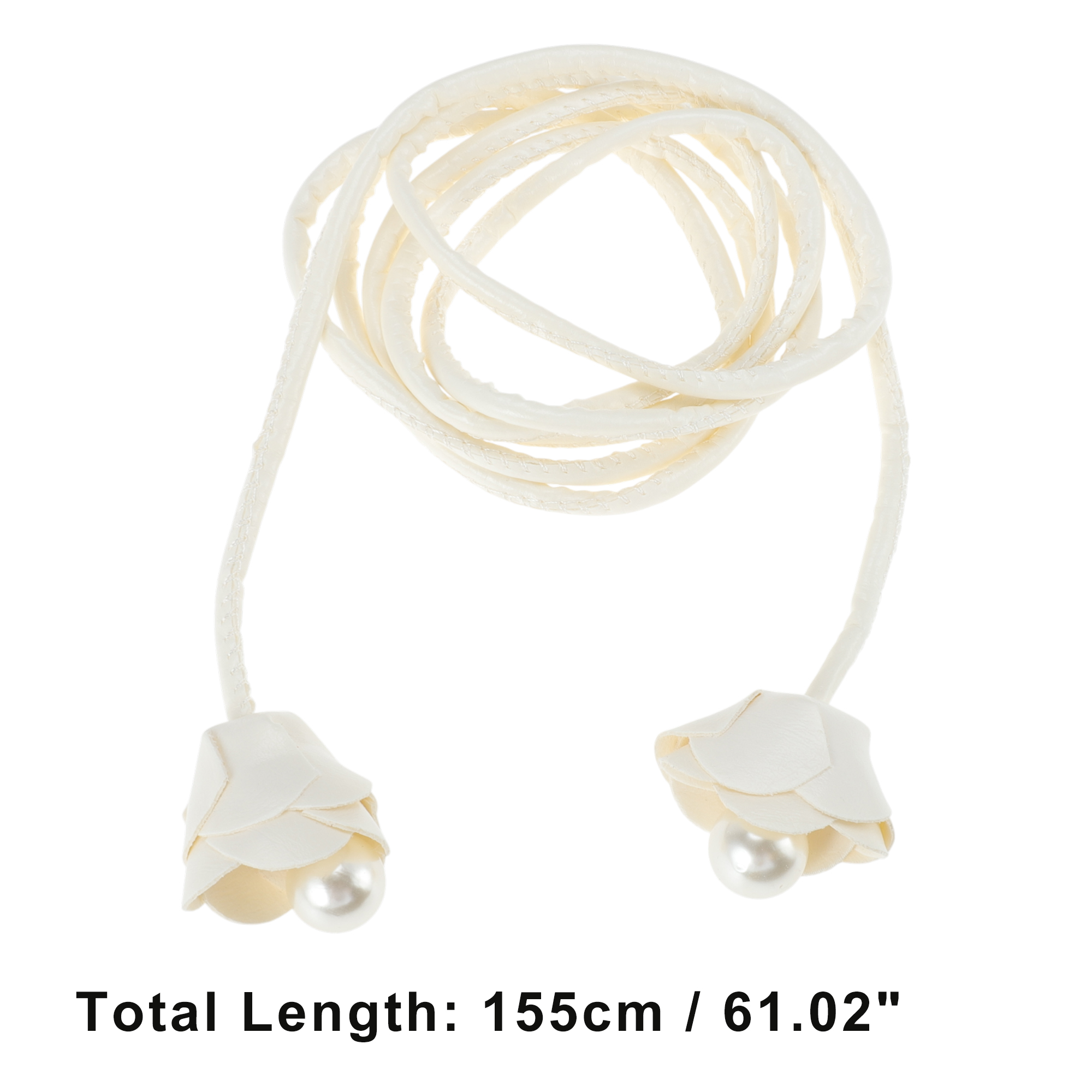 Unique Bargains Fashion Flower Rope Belt For Women Beige