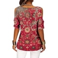 thumbnail image 2 of Blouses à Manches Courtes pour Femmes Mode Été Col en V Loisirs Manches Courtes Hauts Imprimés Blouses à Manches Courtes pour Femmes, 2 of 6